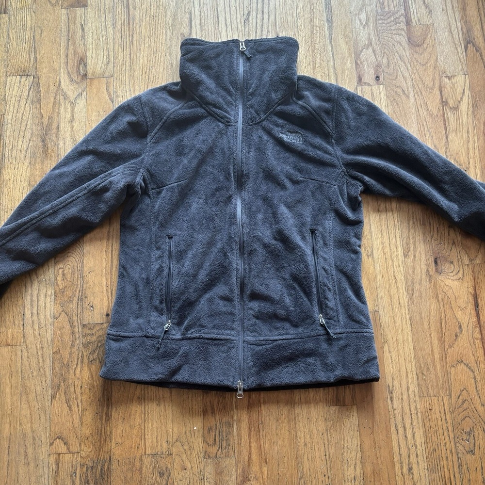 The North Face Fleece Jacket Full Zip Mock Neck  Dark Gray | Women's Size Large